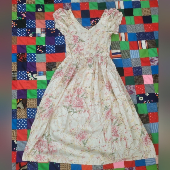 90s Vintage Usa Made Cotton Maxi Dress - Picture 1 of 5